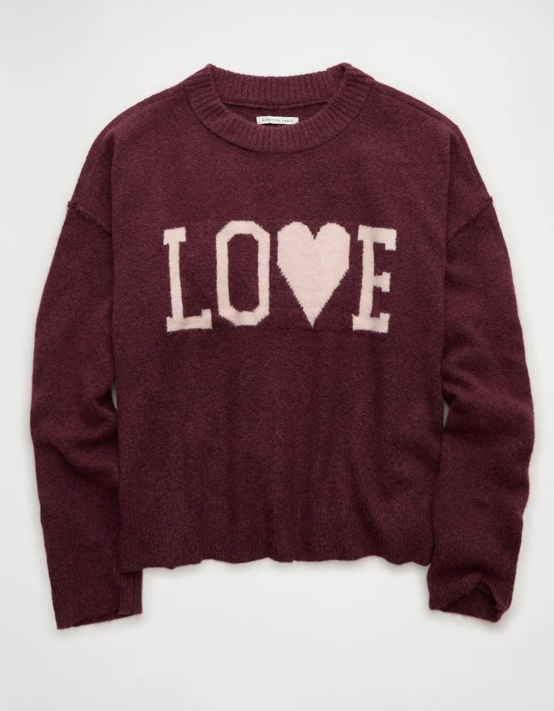 American Eagle AE Whoa So Soft Valentine's Day Sweater