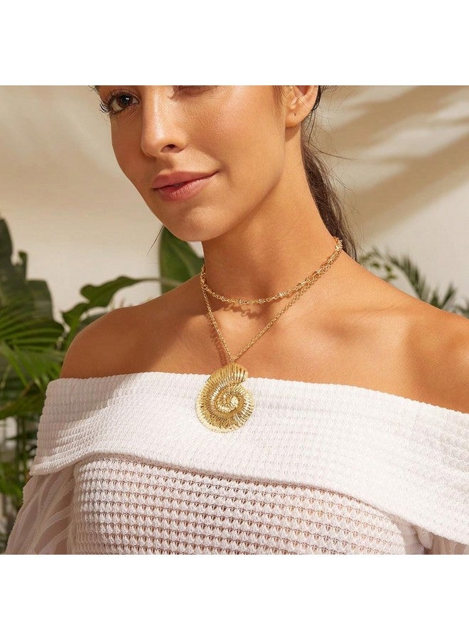 YANCHUN Conch Shell Necklace For Women Gold Shell Necklace Dainty Seashell Necklace Trendy Shell Choker Necklace Summer Beach Jewelry Accessories For Girls - Image 2
