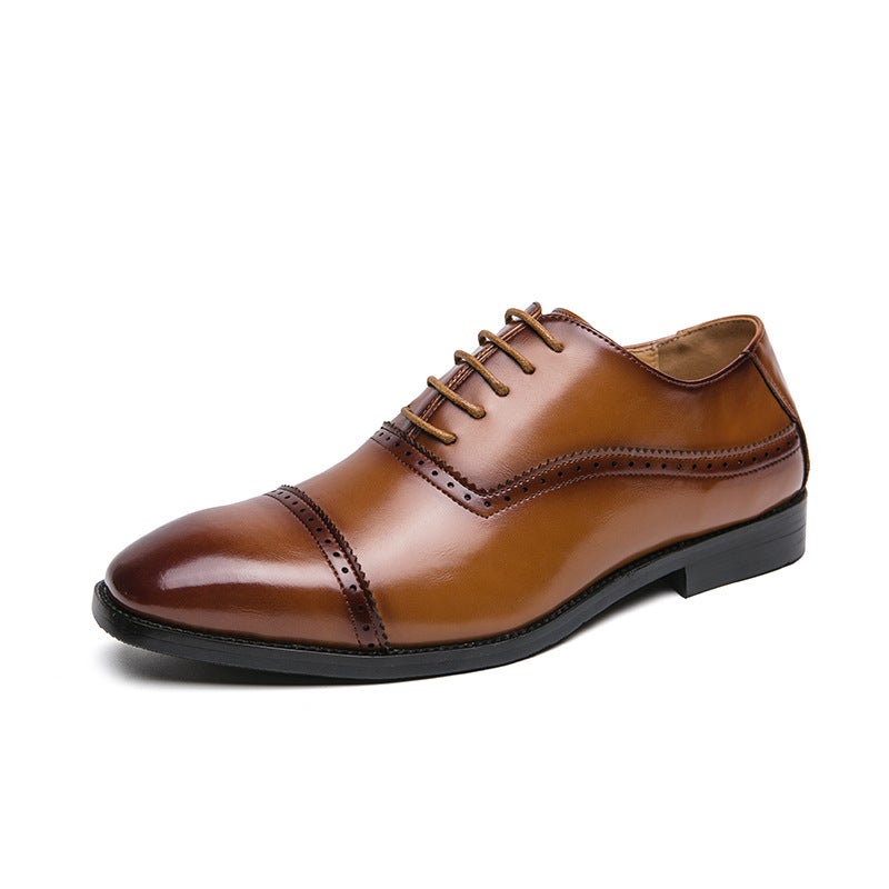 Plus Size Leather Shoes Men'S 38-46 Size Three-Joint Men'S Shoes 2023 Lace-Up Gentleman Shoes Wedding Shoes Men'S Leather Shoes - Image 1