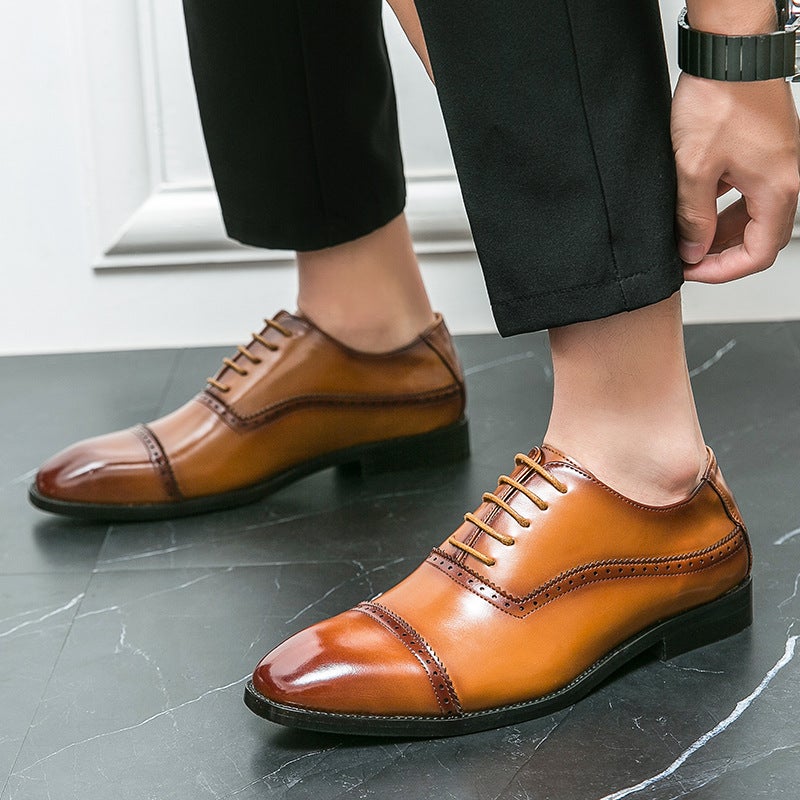 Plus Size Leather Shoes Men'S 38-46 Size Three-Joint Men'S Shoes 2023 Lace-Up Gentleman Shoes Wedding Shoes Men'S Leather Shoes - Image 2
