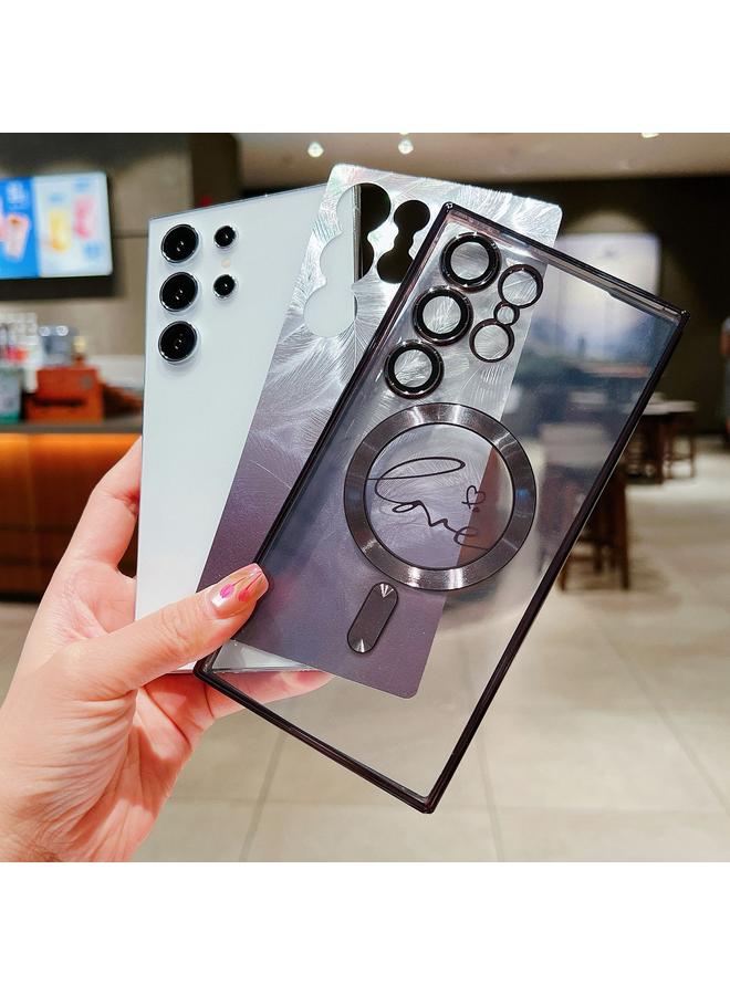 S-TOP Case For Samsung Galaxy S22 Ultra 5G Dual-Love Feather Gradient Glitter MagSafe TPU Phone Case - Image 4