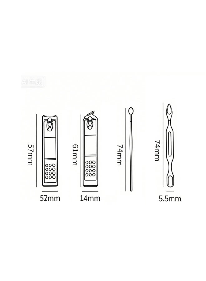 Portable 7-Piece Manicure Set, Leatherette Case with Stainless Steel Nail Clippers, Scissors, Ear Pick, Professional Grooming Kit - Image 2