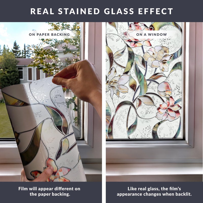 Artscape Begonia | Privacy Window Film with Vibrant Colored Pattern | Non-Adhesive & UV Protection | Easy to Apply & Removable | 24 x 36 Inches | Made in USA - Image 5