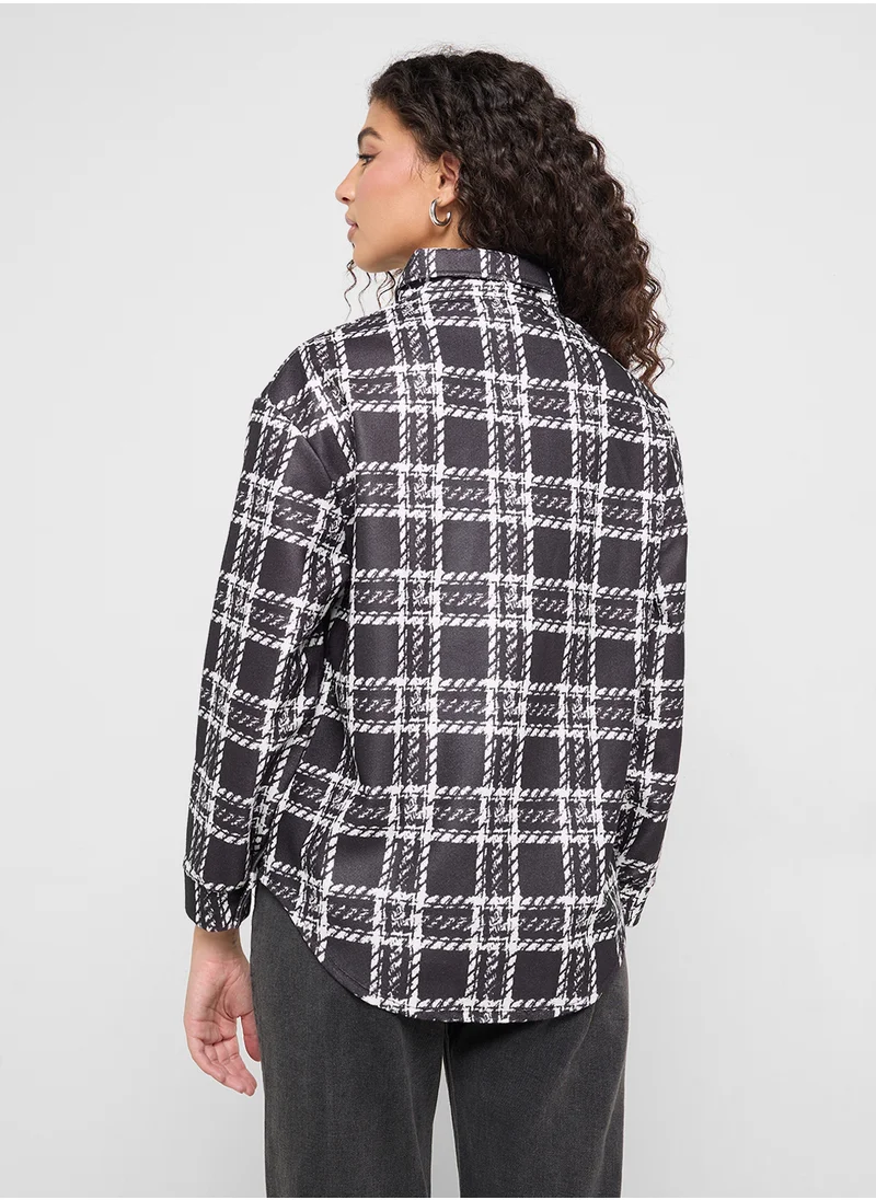 جينجر Plaid Oversize Shacket