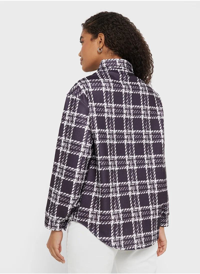 جينجر Plaid Oversize Shacket