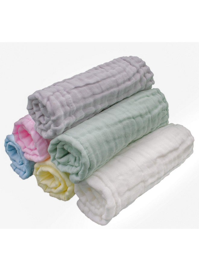 LollyBanks Baby Washcloths, 100% Cotton Kids Washcloths, Large 12 x 12 Inches Soft and Absorbent Muslin Baby Towel for Bath, Burp Cloths, Bibs, Baby Essentials, Registry (Pack of 6 Multi Color) - Image 1