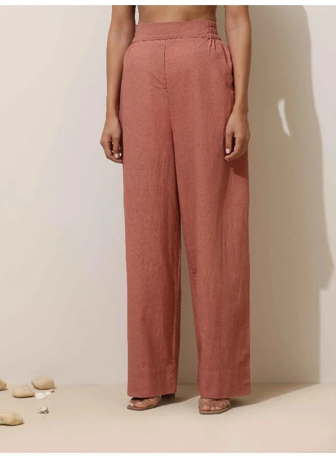 trueBrowns trueBrowns Peach Cotton Kurta Pant Set