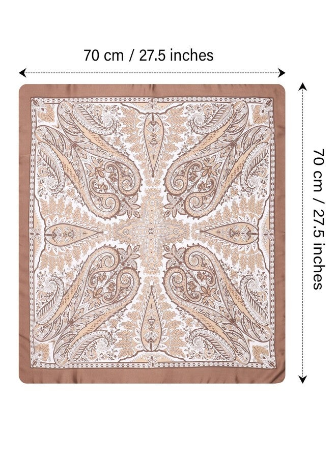 CHLINS 27.5 Inches Satin Head Scarf Bandana for Women Silk Hair Scarf for Hair & Neck, Girls' Square Scarf Wrap (Brown) - Image 2