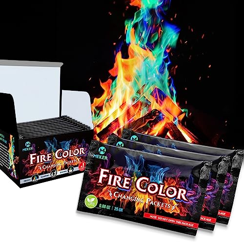 MEKER Fire Color Changing Packets - Fire Pit, Campfires, Outdoor Fireplaces, Bonfire - Fire Color - Perfect Fire Camping Accessories for Kids & Adults (12 Pack) - Image 1