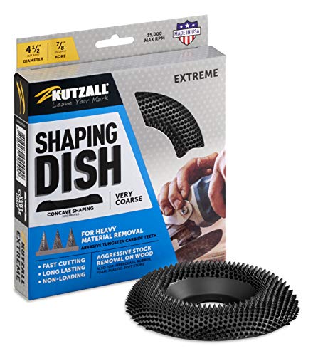 Kutzall Extreme Shaping Dish - Very Coarse, 4-1⁄2" (114.3mm) Dia. X 7⁄8" (22.2mm) Bore - Woodworking Angle Grinder Attachment for DeWalt, Bosch, Milwaukee. Abrasive Tungsten Carbide, DW412X120 - Image 1