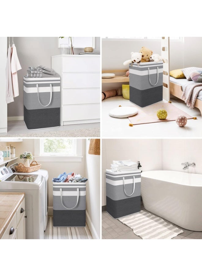شو وو طقم 2 قطع من سلال غسيل قابلة للطي بمقابض، سلة تخزين ملابس بسعة كبيرة لغرفة النوم والخزانة والاستخدام المنزلي - Image 5