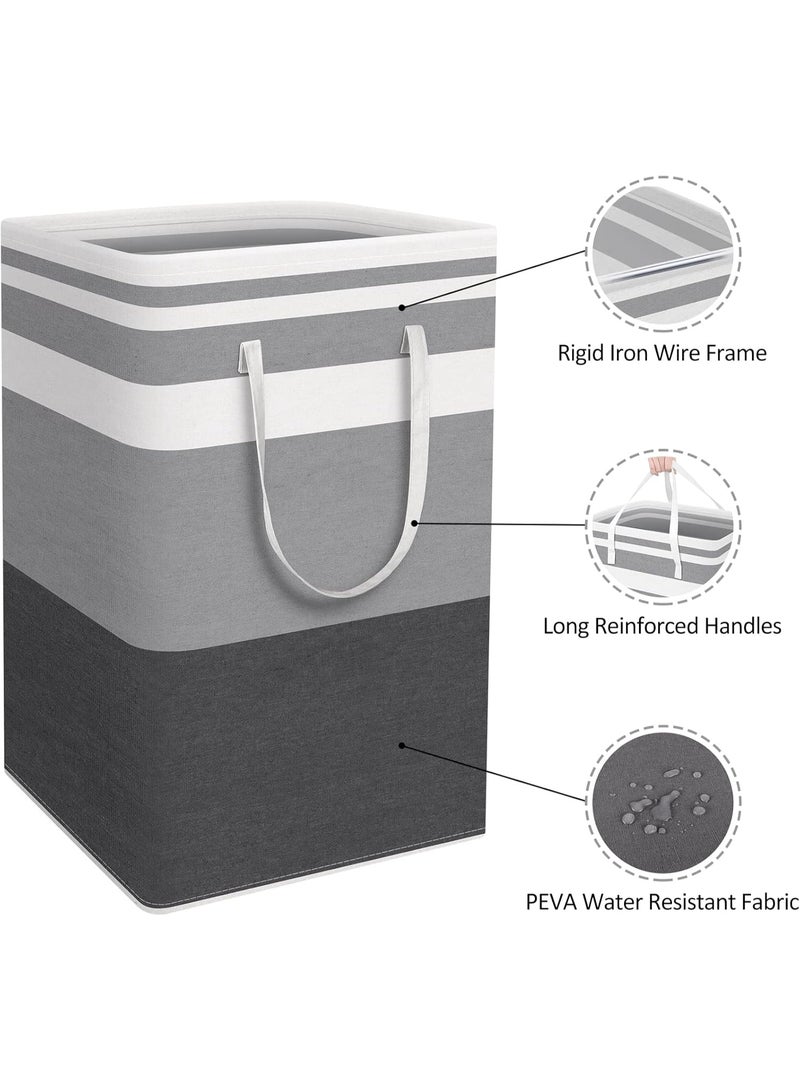 شو وو طقم 2 قطع من سلال غسيل قابلة للطي بمقابض، سلة تخزين ملابس بسعة كبيرة لغرفة النوم والخزانة والاستخدام المنزلي - Image 3