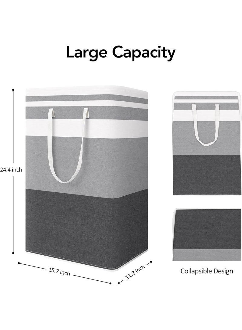شو وو طقم 2 قطع من سلال غسيل قابلة للطي بمقابض، سلة تخزين ملابس بسعة كبيرة لغرفة النوم والخزانة والاستخدام المنزلي - Image 2