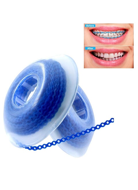 2 Rolls Of 2.28m Each Orthodontic Braces Rubber Chain，The Braces Dynamic Chain Consists Of A Short Filament Chain (Short，0.136 in (3.3 mm)，Prussian Blue)