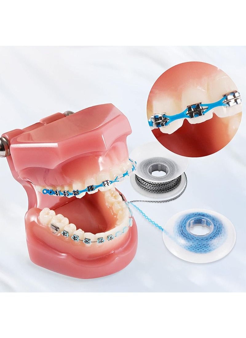 HaLunhi - 2 Rolls Of 2.28m Each Orthodontic Braces Rubber Chain，The Braces Dynamic Chain Consists Of A Short Filament Chain (Short，0.136 in (3.3 mm)，Prussian Blue) - Image 1