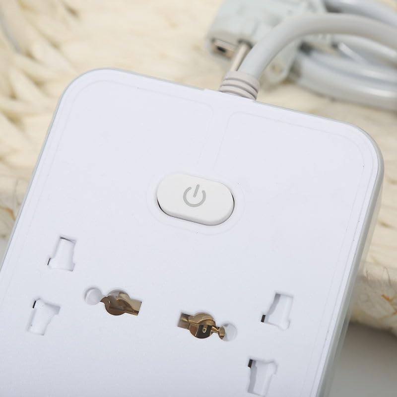 BOVTY Extension Board, Power Strip with 4 USB Ports and 4 Universal Socket, 2500W 10A Extension Cord, 3-Pin Surge Protector Power Strip for Home, Office, Computer, Mobile Charging-Z66-White - Image 3
