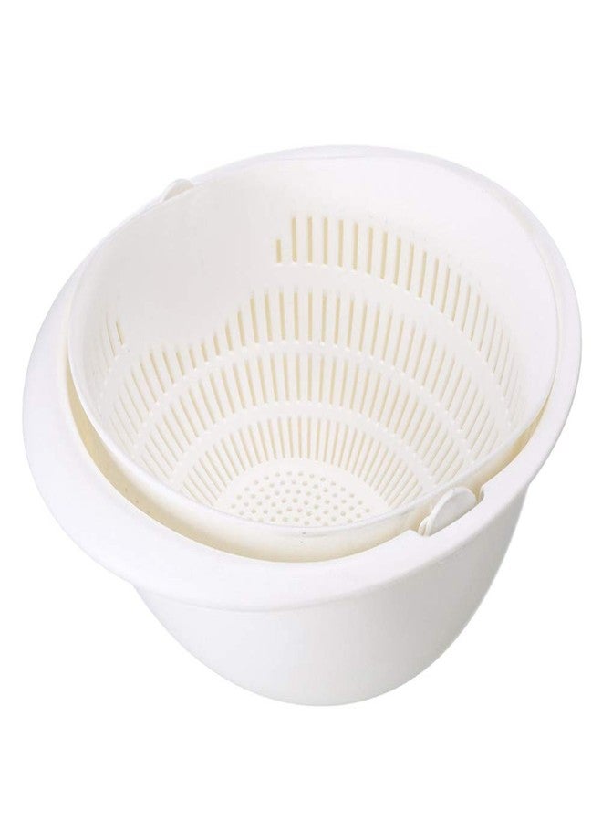 Restokki Colander Strainers for Kitchen, Fruit Cleaner Double Layer Drain Basket Fruit Vegetable Washing Bowl, Fruit Cleaning Bowl(white) - Image 1