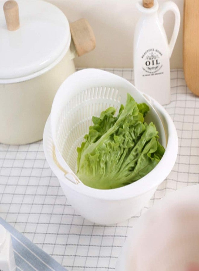 Restokki Colander Strainers for Kitchen, Fruit Cleaner Double Layer Drain Basket Fruit Vegetable Washing Bowl, Fruit Cleaning Bowl(white) - Image 2