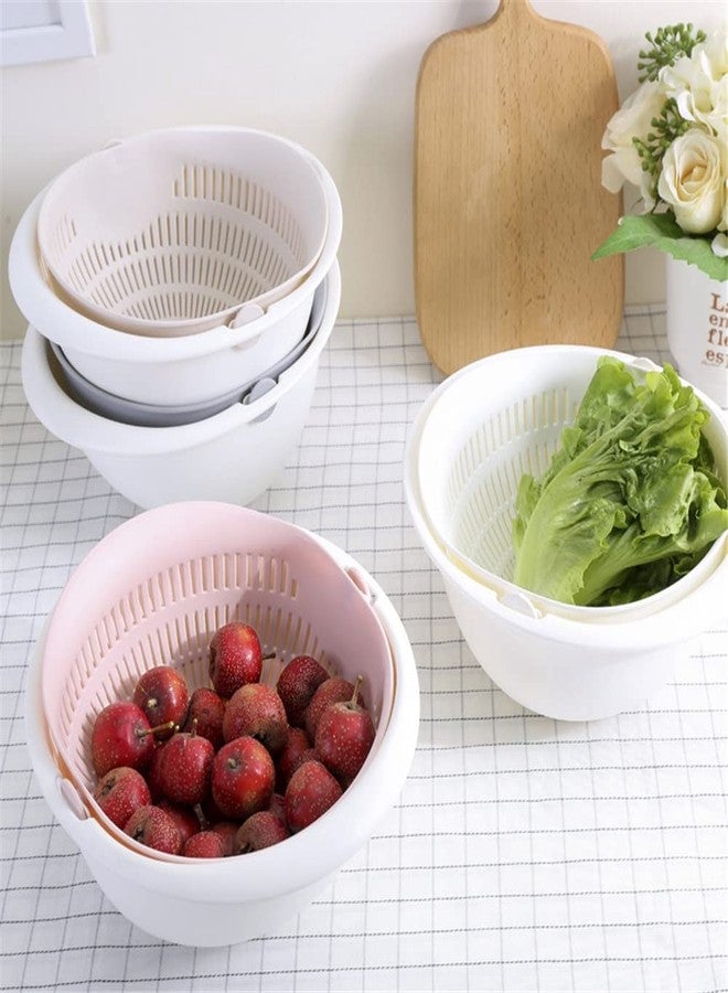 Restokki Colander Strainers for Kitchen, Fruit Cleaner Double Layer Drain Basket Fruit Vegetable Washing Bowl, Fruit Cleaning Bowl(white) - Image 5