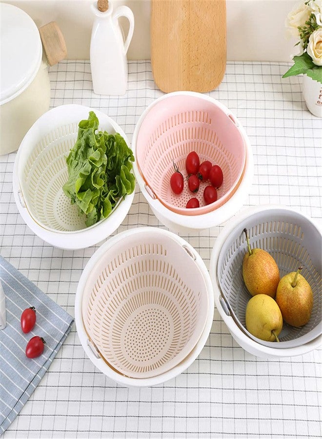 Restokki Colander Strainers for Kitchen, Fruit Cleaner Double Layer Drain Basket Fruit Vegetable Washing Bowl, Fruit Cleaning Bowl(white) - Image 3