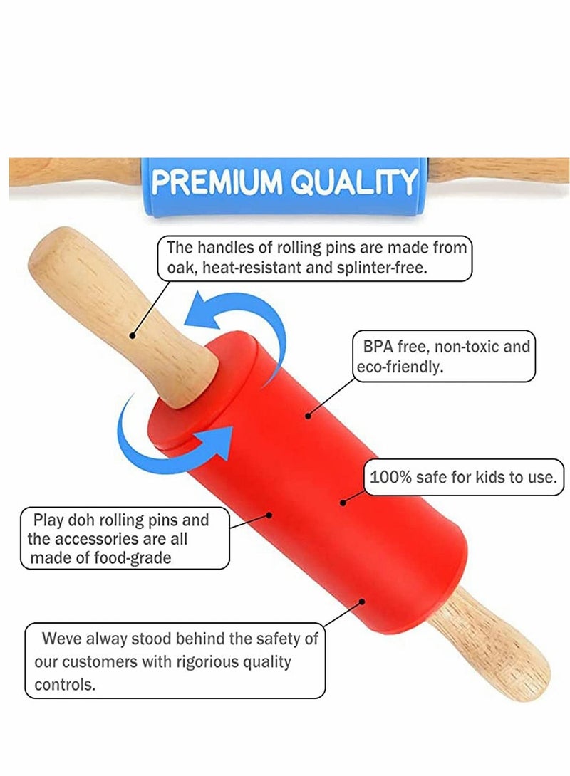 KASTWAVE 9 Inch Mini Rolling Pin, 2 Pcs Kids Rolling Pin Small Rolling Pin Handle Rolling Pin for Home Kitchen Children Cake - Image 5