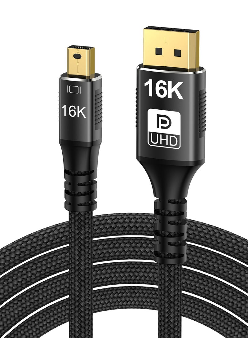 Mini DisplayPort to DisplayPort 2.1 Cable, (Mini DP 2.1 to DP) Cord Supports 16K@60Hz/ 8K@120Hz/ 4K@240Hz Display, Bi-Directional, HDR for Apple MacBook, Doesn’t Work with Thunderbolt 3/4/5 Ports (1M) - Image 1