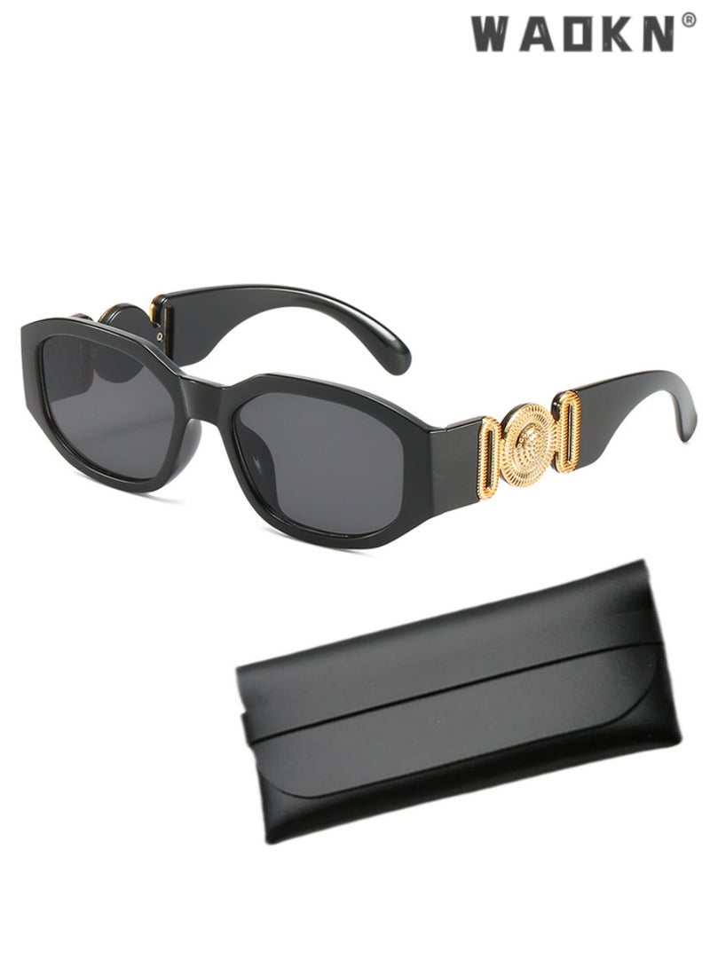 دبليو أيه أو كي أن نظارات شمسية مستقطبة للنساء ، نظارات شمسية مستطيلة غير منتظمة ، نظارات شمسية دائرية كلاسيكية ، نظارات شمسية صغيرة للحماية من الأشعة فوق البنفسجية بتصميم عصري للنساء الرجال - Image 1