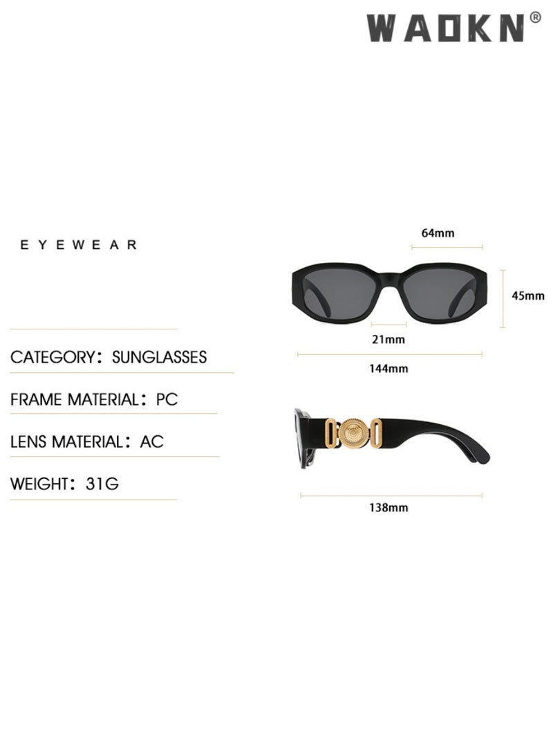 دبليو أيه أو كي أن نظارات شمسية مستقطبة للنساء ، نظارات شمسية مستطيلة غير منتظمة ، نظارات شمسية دائرية كلاسيكية ، نظارات شمسية صغيرة للحماية من الأشعة فوق البنفسجية بتصميم عصري للنساء الرجال - Image 2