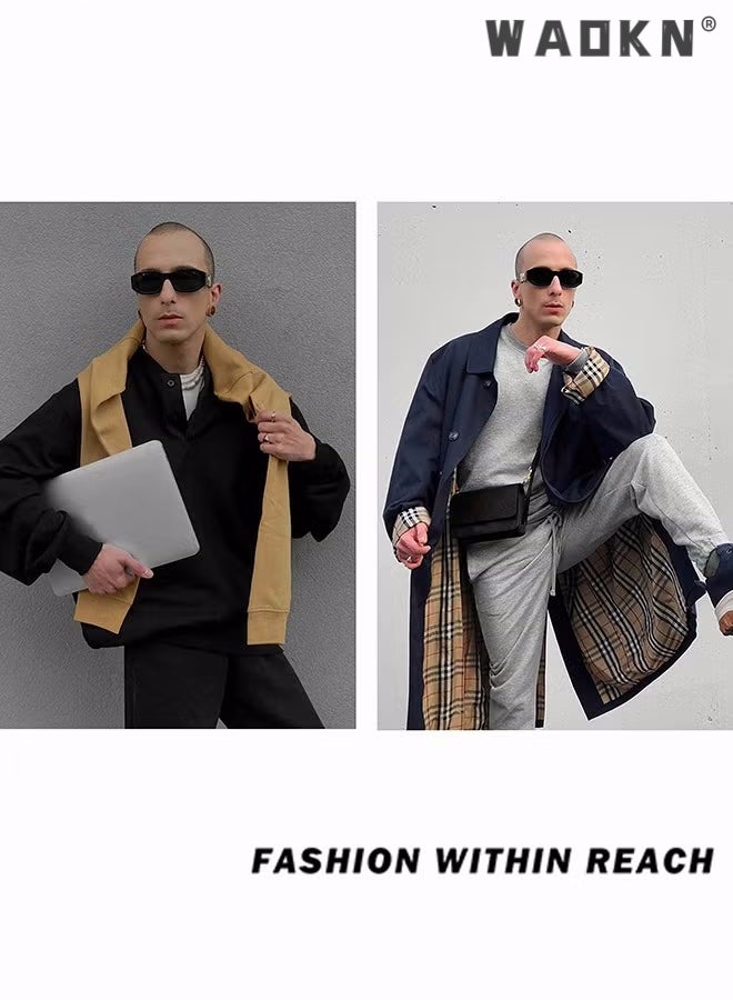 دبليو أيه أو كي أن نظارات شمسية مستقطبة للنساء ، نظارات شمسية مستطيلة غير منتظمة ، نظارات شمسية دائرية كلاسيكية ، نظارات شمسية صغيرة للحماية من الأشعة فوق البنفسجية بتصميم عصري للنساء الرجال - Image 3