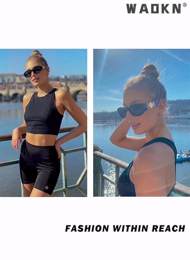 دبليو أيه أو كي أن نظارات شمسية مستقطبة للنساء ، نظارات شمسية مستطيلة غير منتظمة ، نظارات شمسية دائرية كلاسيكية ، نظارات شمسية صغيرة للحماية من الأشعة فوق البنفسجية بتصميم عصري للنساء الرجال - Image 5