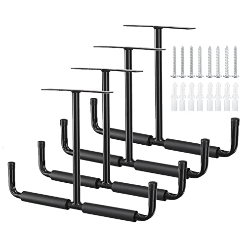 HomeRight HOME RIGHT Overhead Garage Storage Hooks, Heavy Duty Double Ceiling Rack, 16.5’’ Utility Shed Hangers, Great for Pipe, Lumber, Ladder, Fishing Rod and Ski Board(4Pcs, Black) - Image 1