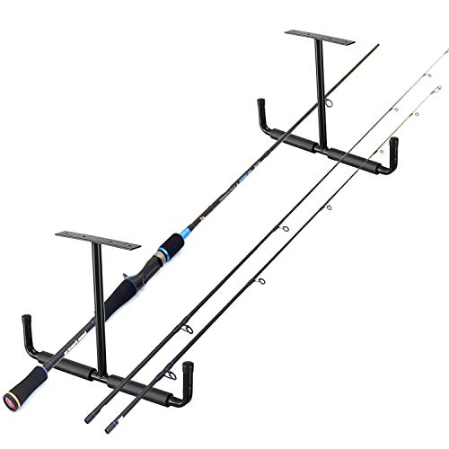 HomeRight HOME RIGHT Overhead Garage Storage Hooks, Heavy Duty Double Ceiling Rack, 16.5’’ Utility Shed Hangers, Great for Pipe, Lumber, Ladder, Fishing Rod and Ski Board(4Pcs, Black) - Image 2