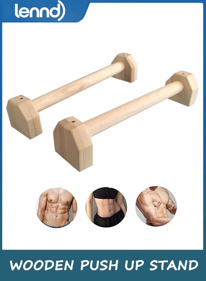 LENND Wooden Push-up Bars,Parallel Bars with Ergonomic,Push-up Bracket Board for Home Fitness Training Non-Slip Yoga Tools. - Image 1