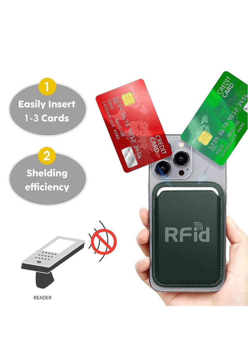 Generic - Magnetic Card Holder Phone Wallet for iPhone 16/15/14/13/12 Series with Magsafe, Wallet for iPhone 16 15 14 Pro Max Plus Series, Mag Safe 3 Wallet for iPhone 13 12 Pro Max Mini Series (Green) - Image 1