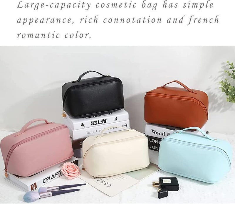 HavenFlix Leather Makeup Organizer Bag Large Capacity 12 Cms Cosmetic Bag Womens Makeup Travel Bag Portable Leather Cosmetics Bag Waterproof Multifunctional Makeup Bag for Travel Multicolor - Image 3