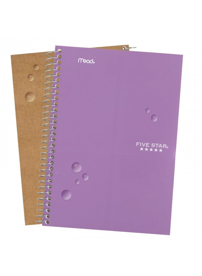 Five Star Five Star Small Spiral Notebook, 2 Subject, College Ruled Paper, 9-1/2" x 6", 100 Sheets, Amethyst Purple (840004CF1) - Image 4