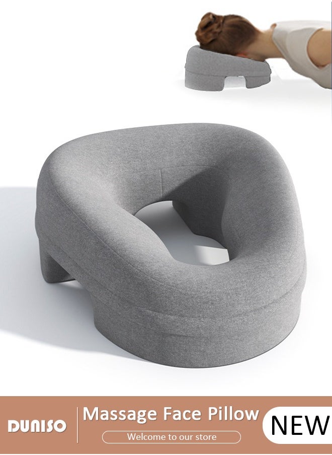 DUNISO Massage Face Pillow, Ergonomic Memory Office Nap Pillow, High Rebound Face Down Pillow for Sleeping, Face Rest Neck Head Cushion for Spa Salon Travel  - Image 1