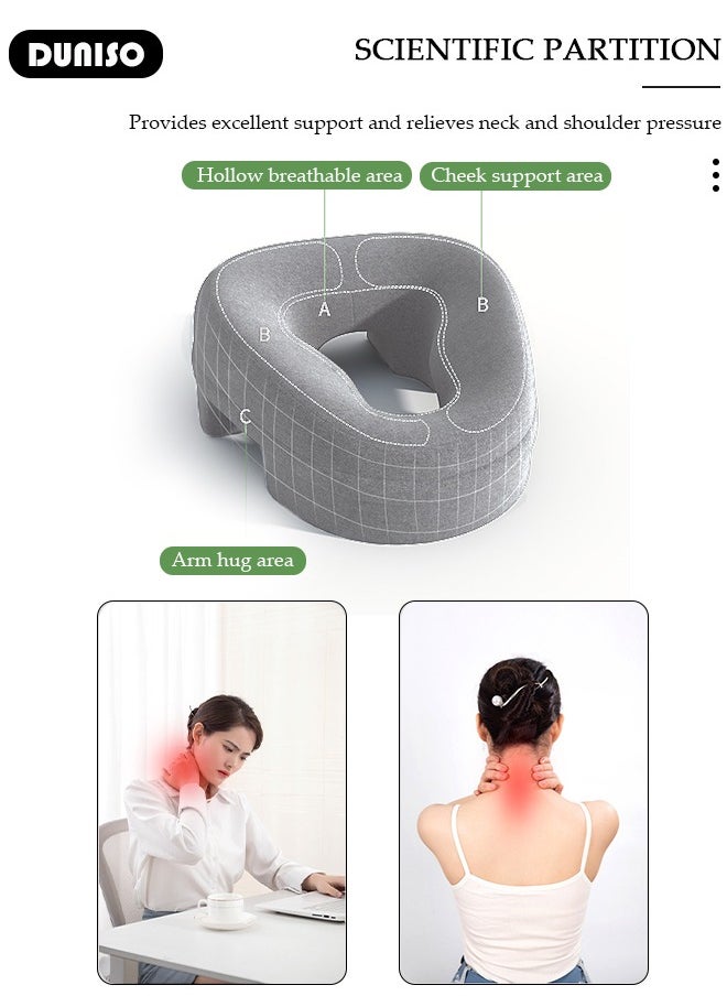 DUNISO Massage Face Pillow, Ergonomic Memory Office Nap Pillow, High Rebound Face Down Pillow for Sleeping, Face Rest Neck Head Cushion for Spa Salon Travel  - Image 3