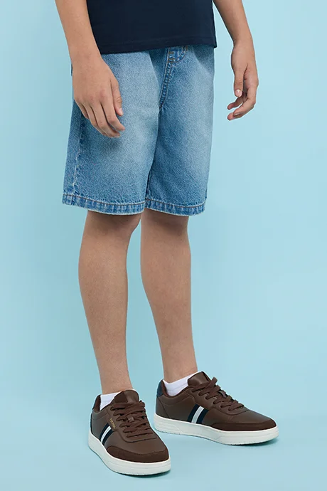 أر أند بي Faded Denim Shorts with Drawstring Waist