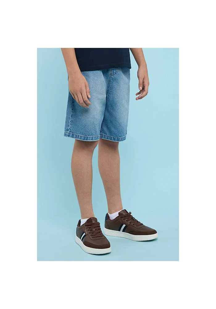 R&b Faded Denim Shorts with Drawstring Waist