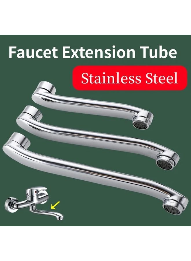 Stainless Steel Sink Faucet Extension Tube 25cm Silver S Bend For Leak Repair - Image 1