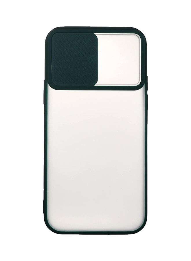 NIBEMINENT Silicone Slim Soft Touching Back Cover With Slide Camera Shield For Iphone 12 Clear Dark Green  - Image 2