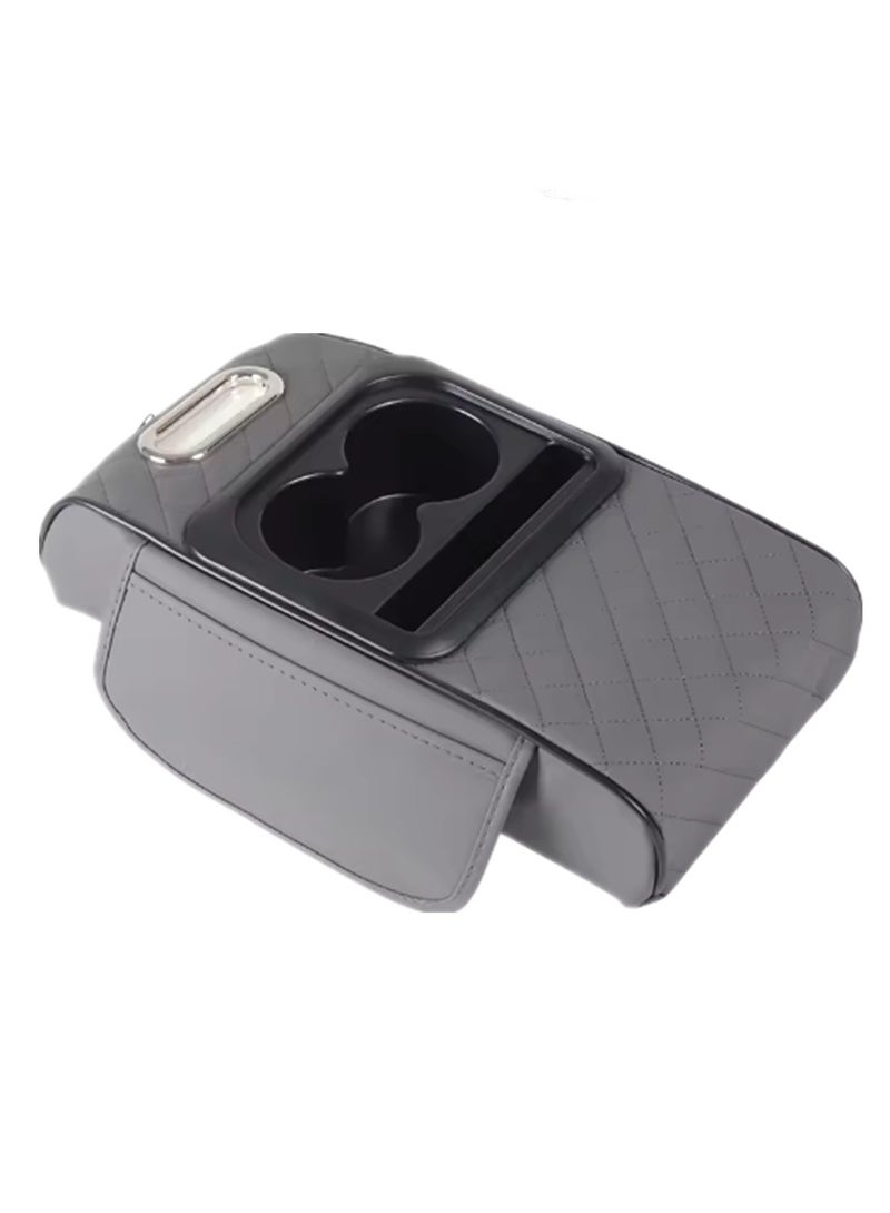 بلو فاير وسادة مسند ذراع السيارة متعددة الوظائف بضغط مدمج – وسادة مريحة فاخرة من الإسفنج المرن والجلد مع فتحة لتخزين الهاتف – تصميم مريح لتخفيف التعب أثناء القيادة – تناسب جميع أنواع السيارات – قاعدة غير قابلة للانزلاق وسهلة التركيب لمزيد من الراحة والأناقة في السيارة - Image 1