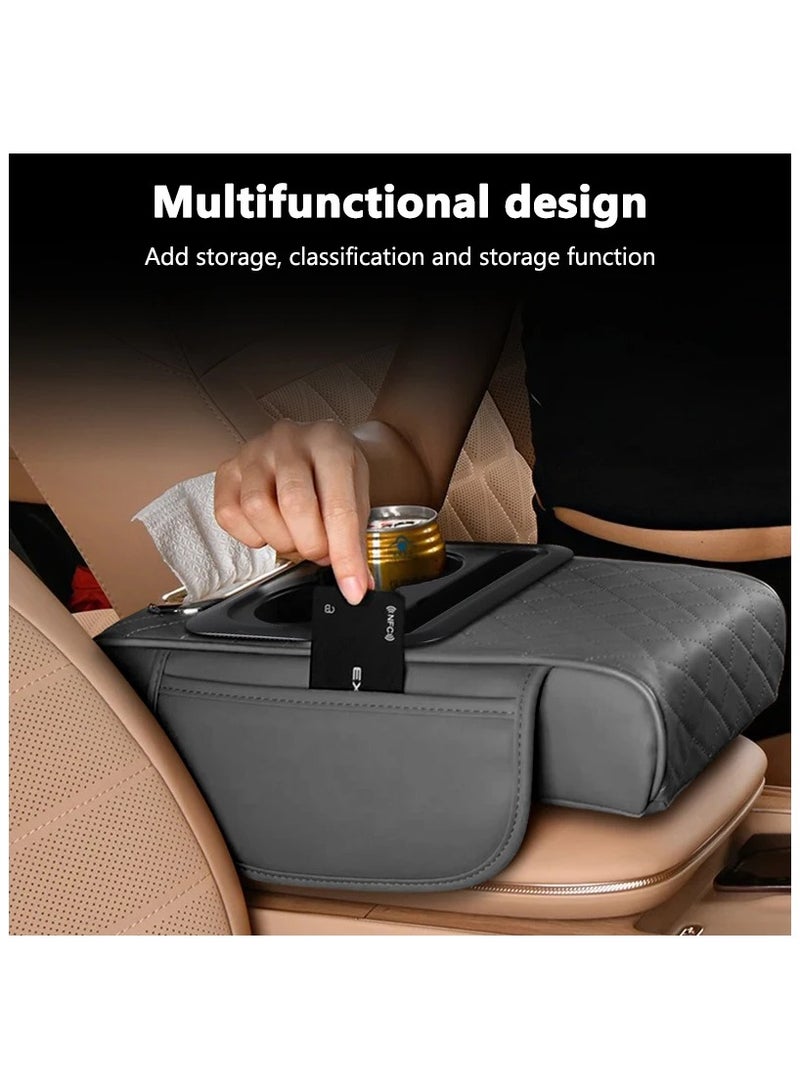 بلو فاير وسادة مسند ذراع السيارة متعددة الوظائف بضغط مدمج – وسادة مريحة فاخرة من الإسفنج المرن والجلد مع فتحة لتخزين الهاتف – تصميم مريح لتخفيف التعب أثناء القيادة – تناسب جميع أنواع السيارات – قاعدة غير قابلة للانزلاق وسهلة التركيب لمزيد من الراحة والأناقة في السيارة - Image 3