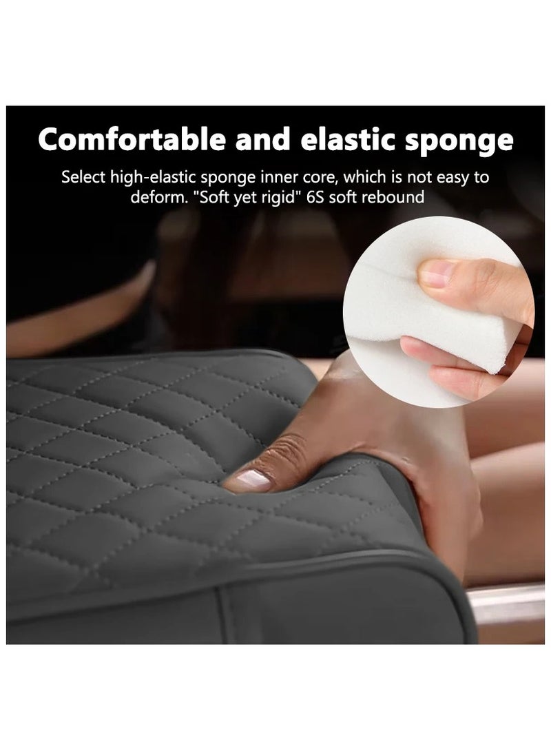 بلو فاير وسادة مسند ذراع السيارة متعددة الوظائف بضغط مدمج – وسادة مريحة فاخرة من الإسفنج المرن والجلد مع فتحة لتخزين الهاتف – تصميم مريح لتخفيف التعب أثناء القيادة – تناسب جميع أنواع السيارات – قاعدة غير قابلة للانزلاق وسهلة التركيب لمزيد من الراحة والأناقة في السيارة - Image 4