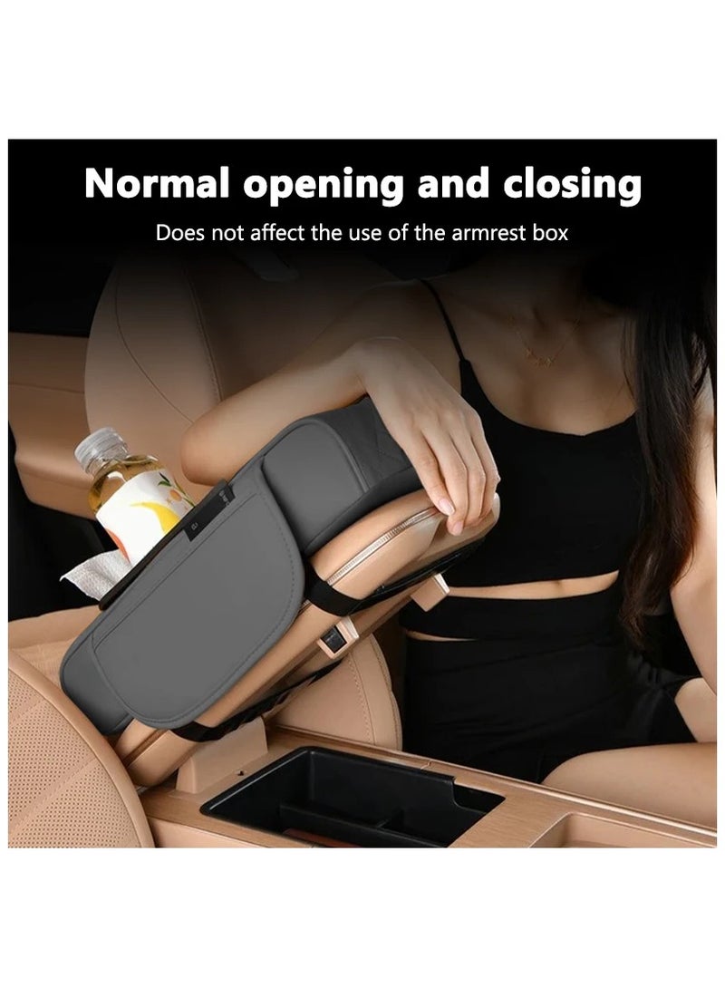 بلو فاير وسادة مسند ذراع السيارة متعددة الوظائف بضغط مدمج – وسادة مريحة فاخرة من الإسفنج المرن والجلد مع فتحة لتخزين الهاتف – تصميم مريح لتخفيف التعب أثناء القيادة – تناسب جميع أنواع السيارات – قاعدة غير قابلة للانزلاق وسهلة التركيب لمزيد من الراحة والأناقة في السيارة - Image 5
