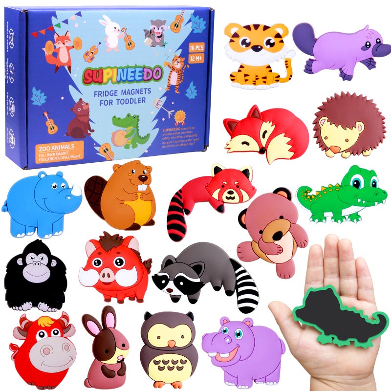 SUPINEEDO Fridge Magnet for Toddlers 13Kids Magnets for Fridge 16 Pcs Animals Magnet Box - Image 3