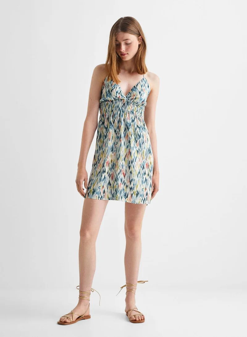 MANGO Kids Floral Print Midi Dress