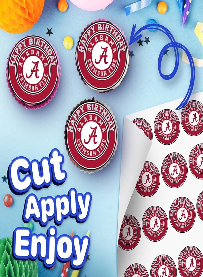 NATURAL BEHAVIOUR 30 x Edible Cupcake Toppers - Alabama Football Team Themed Collection of Edible Cake Decorations | Uncut Edible on Wafer Sheet - Image 2