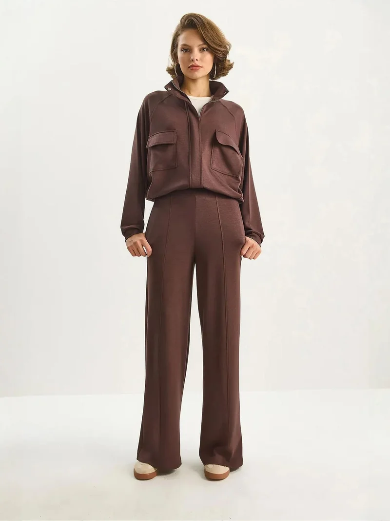 Bianco Lucci LUCCI Jacket-Pants Viscose Blend Two-Piece Coord Set
